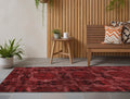8 Runner Burgundy and Black Floral Medallion Washable Non Skid Indoor Outdoor Runner Rug