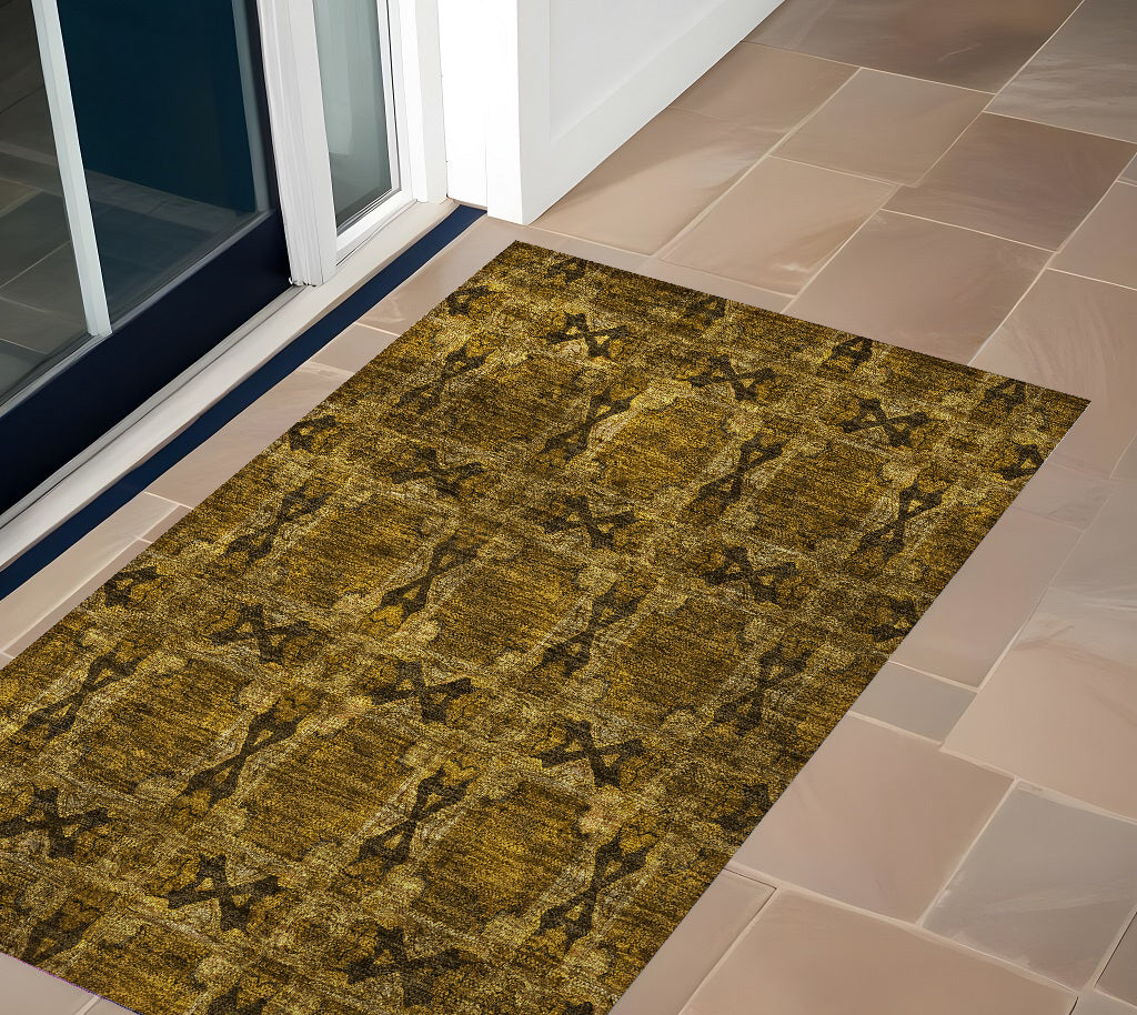 2 X 3 Chocolate Floral Medallion Washable Non Skid Indoor Outdoor Area Rug