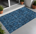2 X 3 Navy and Gray Floral Medallion Washable Non Skid Indoor Outdoor Area Rug