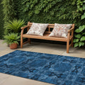 8 Runner Navy and Gray Floral Medallion Washable Non Skid Indoor Outdoor Runner Rug