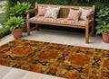 8 Runner Orange and Rust Floral Medallion Washable Non Skid Indoor Outdoor Runner Rug