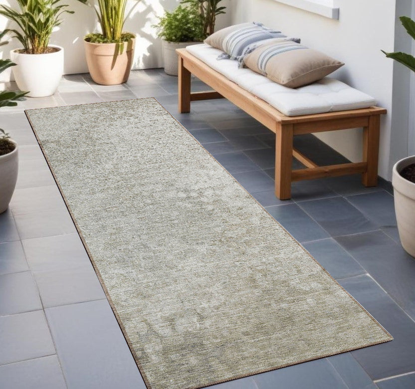 8 Runner Beige Washable Non Skid Indoor Outdoor Runner Rug
