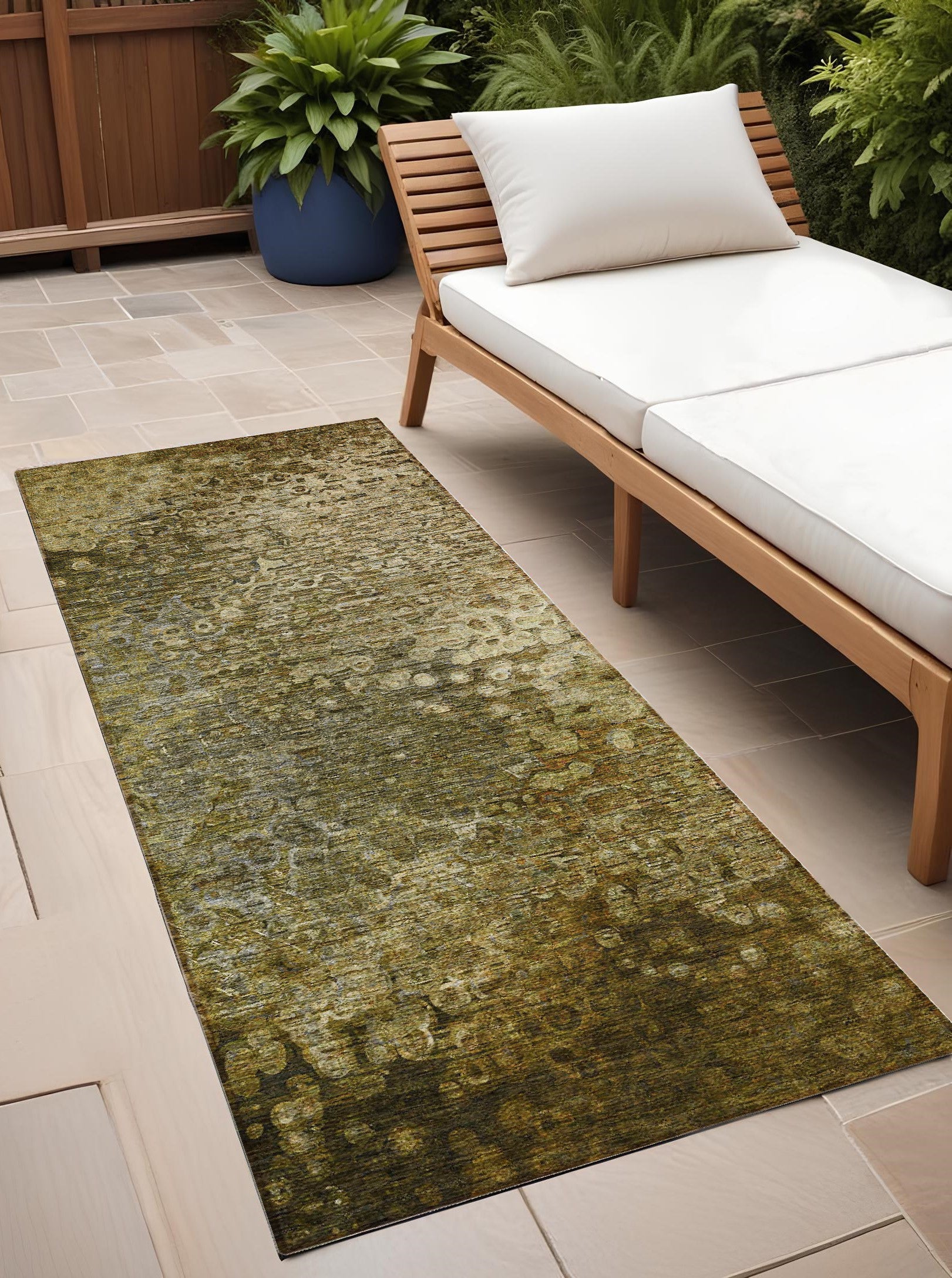 8 Runner Brown Washable Non Skid Indoor Outdoor Runner Rug