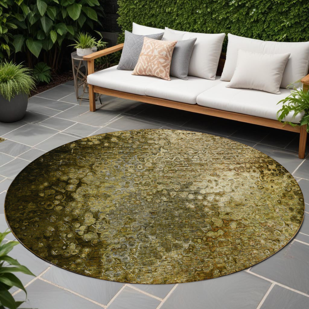 8 Round Brown Round Washable Non Skid Indoor Outdoor Area Rug