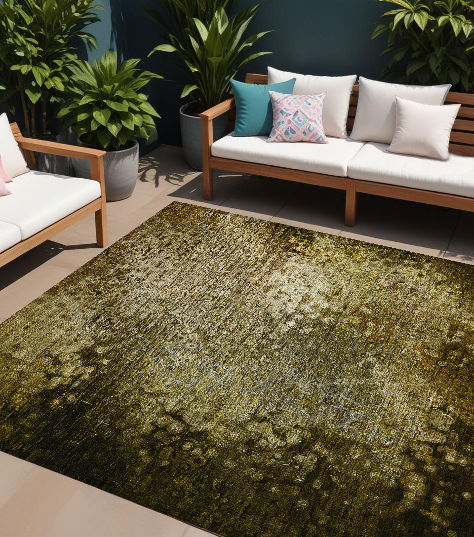 8 X 10 Brown Washable Non Skid Indoor Outdoor Area Rug