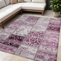 5 X 8 Mountbatten Pink Patchwork Washable Non Skid Indoor Outdoor Area Rug