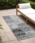 8 Runner Gray Patchwork Washable Non Skid Indoor Outdoor Runner Rug