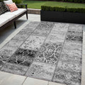 5 X 8 Gray Patchwork Washable Non Skid Indoor Outdoor Area Rug
