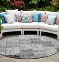 8 Round Gray Round Patchwork Washable Non Skid Indoor Outdoor Area Rug