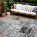 9 X 12 Gray Patchwork Washable Non Skid Indoor Outdoor Area Rug