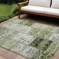 9 X 12 Green Patchwork Washable Non Skid Indoor Outdoor Area Rug