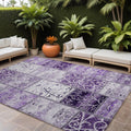 8 X 10 Purple Patchwork Washable Non Skid Indoor Outdoor Area Rug