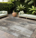 8 X 10 Taupe and Gray Abstract Washable Non Skid Indoor Outdoor Area Rug