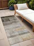 8 Runner Brown Ombre Washable Non Skid Indoor Outdoor Runner Rug