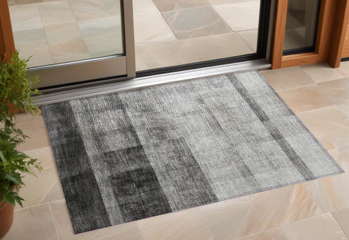 2 X 3 Gray Ombre Washable Non Skid Indoor Outdoor Area Rug