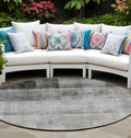 8 Round Gray Round Ombre Washable Non Skid Indoor Outdoor Area Rug
