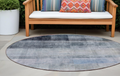 8 Round Navy and Gray Round Ombre Washable Non Skid Indoor Outdoor Area Rug
