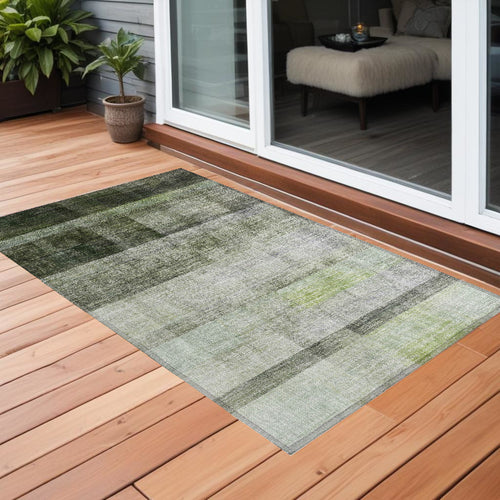 2 X 3 Olive Green Ombre Washable Non Skid Indoor Outdoor Area Rug