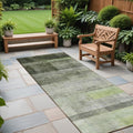 8 Runner Olive Green Ombre Washable Non Skid Indoor Outdoor Runner Rug