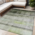 5 X 8 Olive Green Ombre Washable Non Skid Indoor Outdoor Area Rug
