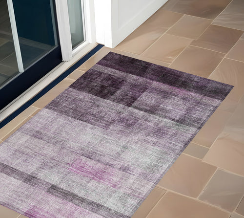 2 X 3 Purple Ombre Washable Non Skid Indoor Outdoor Area Rug