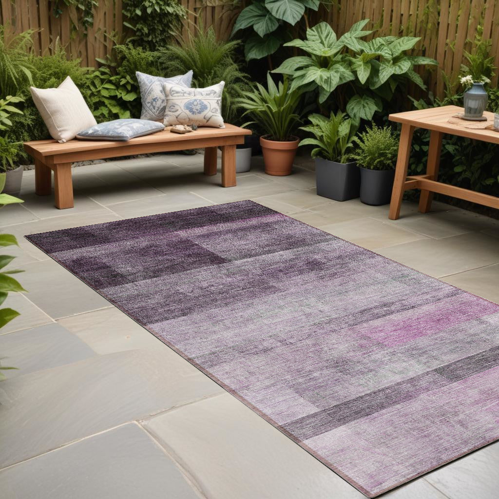 8 Runner Purple Ombre Washable Non Skid Indoor Outdoor Runner Rug