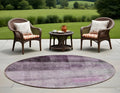 8 Round Purple Round Ombre Washable Non Skid Indoor Outdoor Area Rug