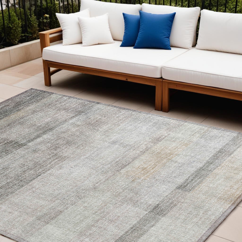 10 X 14 Taupe Ombre Washable Non Skid Indoor Outdoor Area Rug