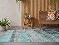 8 Runner Teal Ombre Washable Non Skid Indoor Outdoor Runner Rug