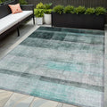 5 X 8 Teal Ombre Washable Non Skid Indoor Outdoor Area Rug