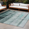 8 X 10 Teal Ombre Washable Non Skid Indoor Outdoor Area Rug