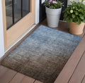 2 X 3 Blue and Green Ombre Washable Non Skid Indoor Outdoor Area Rug
