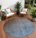 8 Round Blue and Green Round Ombre Washable Non Skid Indoor Outdoor Area Rug