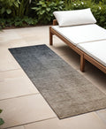 8 Runner Taupe and Gray Ombre Washable Non Skid Indoor Outdoor Runner Rug