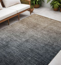5 X 8 Taupe and Gray Ombre Washable Non Skid Indoor Outdoor Area Rug