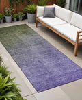 8 Runner Olive Green and Purple Ombre Washable Non Skid Indoor Outdoor Runner Rug