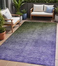5 X 8 Olive Green and Purple Ombre Washable Non Skid Indoor Outdoor Area Rug