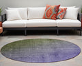 8 Round Olive Green and Purple Round Ombre Washable Non Skid Indoor Outdoor Area Rug