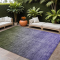 10 X 14 Olive Green and Purple Ombre Washable Non Skid Indoor Outdoor Area Rug