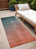 8 Runner Gray and Red Orange Ombre Washable Non Skid Indoor Outdoor Runner Rug