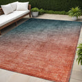 5 X 8 Gray and Red Orange Ombre Washable Non Skid Indoor Outdoor Area Rug