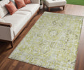 5 X 8 Artichoke Green Oriental Washable Non Skid Indoor Outdoor Area Rug