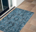 2 X 3 Denim and Gray Oriental Washable Non Skid Indoor Outdoor Area Rug
