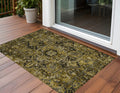 2 X 3 Coffee and Gray Oriental Washable Non Skid Indoor Outdoor Area Rug