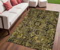 5 X 8 Coffee and Gray Oriental Washable Non Skid Indoor Outdoor Area Rug