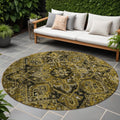 8 Round Coffee and Gray Round Oriental Washable Non Skid Indoor Outdoor Area Rug