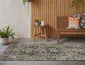 8 Runner Taupe and Dark Taupe Oriental Washable Non Skid Indoor Outdoor Runner Rug