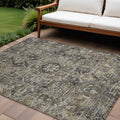 8 X 10 Taupe and Dark Taupe Oriental Washable Non Skid Indoor Outdoor Area Rug