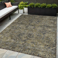 5 X 8 Dark Moss Green and Gray Oriental Washable Non Skid Indoor Outdoor Area Rug