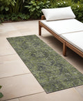 8 Runner Moss Green and Gray Oriental Washable Non Skid Indoor Outdoor Runner Rug